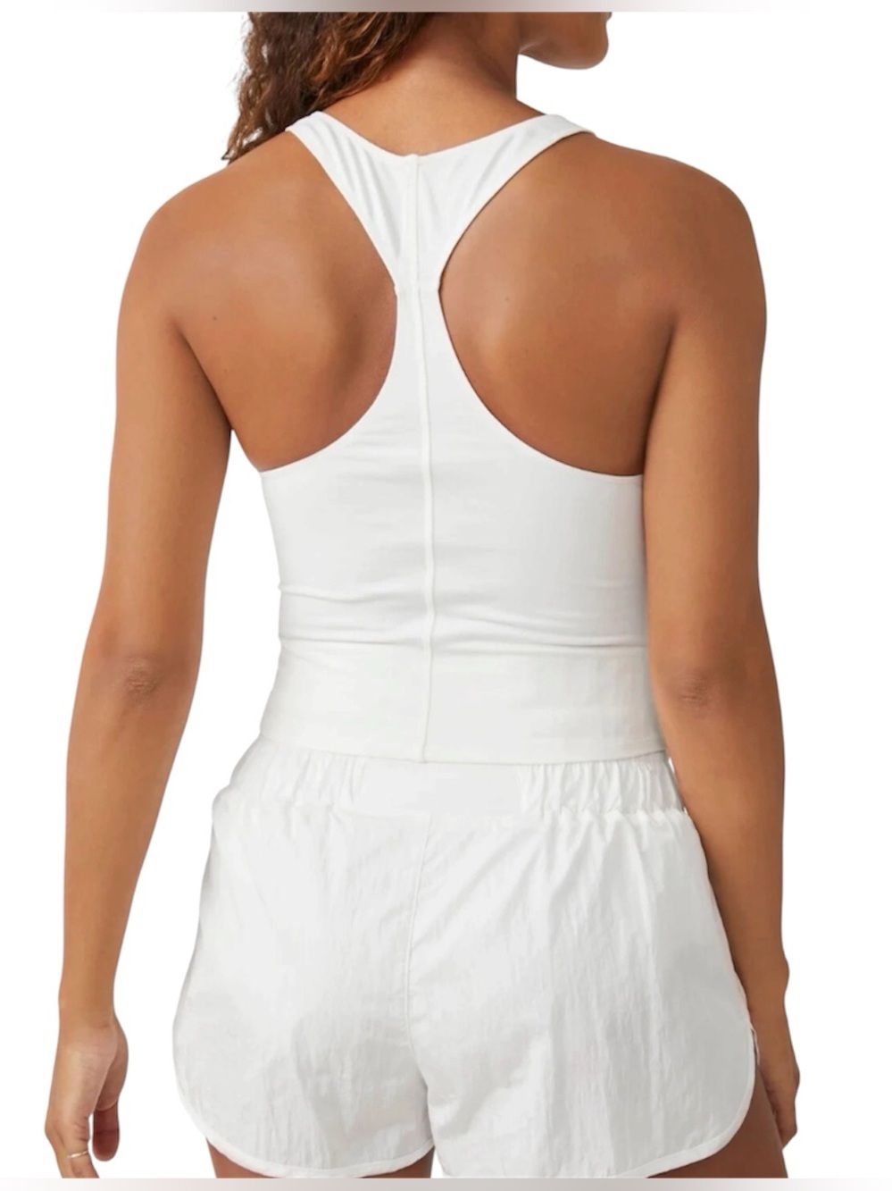FP Movement by Free People White Ruched Button-Front Tank - Picture 3 of 10